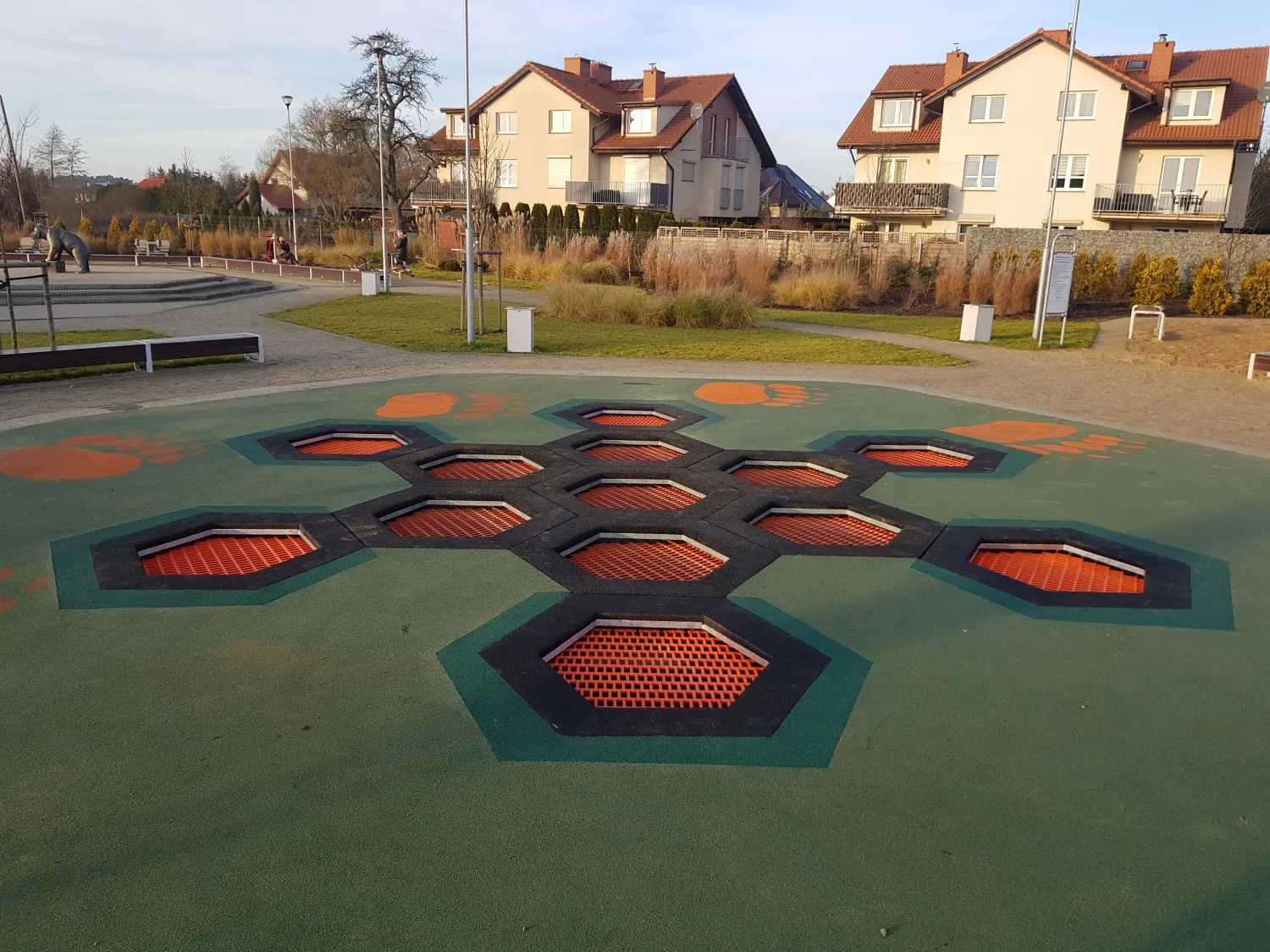 trampolinsæt i brug